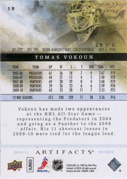 2010-11 Upper Deck Artifacts #19 Tomas Vokoun  Back