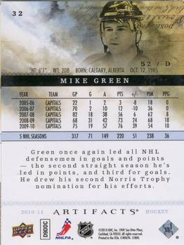 2010-11 Upper Deck Artifacts #32 Mike Green  Back