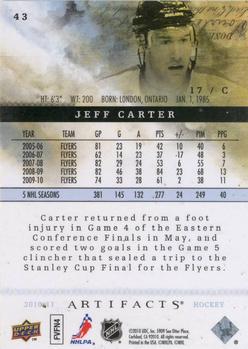 2010-11 Upper Deck Artifacts #43 Jeff Carter  Back