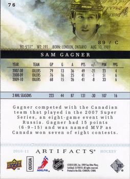 2010-11 Upper Deck Artifacts #76 Sam Gagner  Back