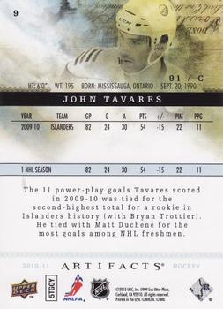2010-11 Upper Deck Artifacts #9 John Tavares  Back