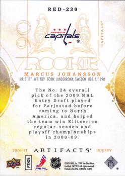 2010-11 Upper Deck Artifacts #RED-230 Marcus Johansson Back