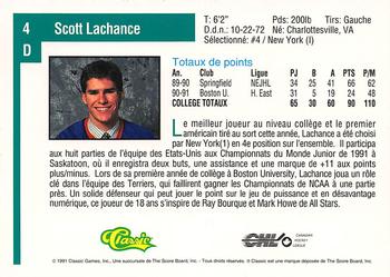 1991 Classic Draft Picks French #4 Scott Lachance Back