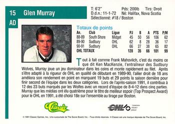 1991 Classic Draft Picks French #15 Glen Murray Back
