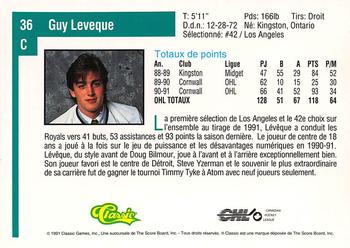 1991 Classic Draft Picks French #36 Guy Leveque Back