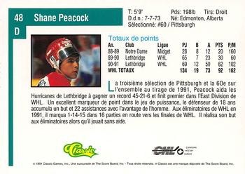 1991 Classic Draft Picks French #48 Shane Peacock Back