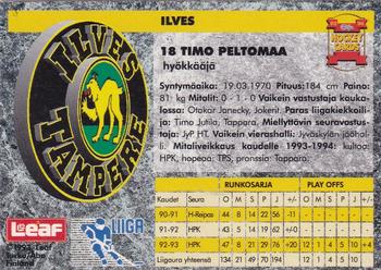 1993-94 Leaf Sisu SM-Liiga (Finnish) - Promo Cards #308 Timo Peltomaa Back
