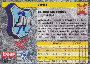 1993-94 Leaf Sisu SM-Liiga (Finnish) - Promo Cards #42 Jari Lindroos Back