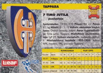1993-94 Leaf Sisu SM-Liiga (Finnish) - Promo Cards #200 Timo Jutila Back