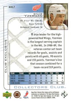 2001-02 Upper Deck Collectors Club #NHL7 Steve Yzerman Back