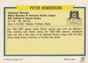 1991-92 ProCards AHL/IHL/CoHL #NNO Peter Henderson Back