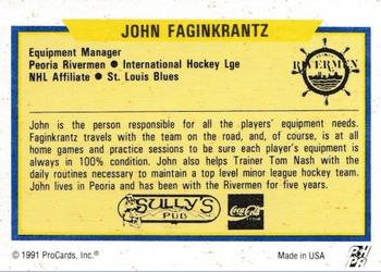 1991-92 ProCards AHL/IHL/CoHL #NNO John Faginkrantz Back