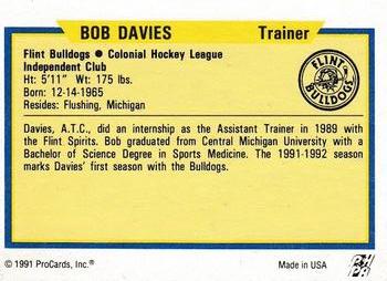 1991-92 ProCards AHL/IHL/CoHL #NNO Bob Davies Back