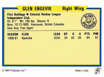 1991-92 ProCards AHL/IHL/CoHL #NNO Glen Engevik Back