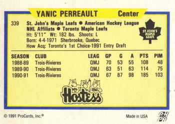 1991-92 ProCards AHL/IHL/CoHL #339 Yanic Perreault Back
