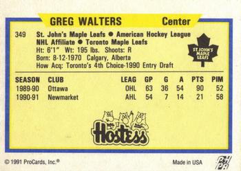 1991-92 ProCards AHL/IHL/CoHL #349 Greg Walters Back