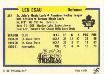 1991-92 ProCards AHL/IHL/CoHL #352 Leonard Esau Back