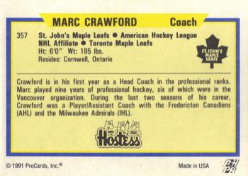 1991-92 ProCards AHL/IHL/CoHL #357 Marc Crawford Back