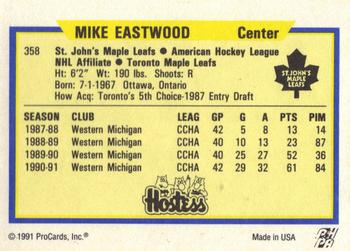 1991-92 ProCards AHL/IHL/CoHL #358 Mike Eastwood Back