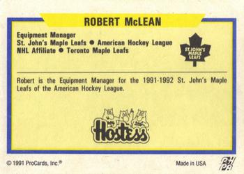 1991-92 ProCards AHL/IHL/CoHL #NNO Robert McLean Back