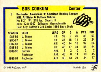 1991-92 ProCards AHL/IHL/CoHL #8 Bob Corkum Back