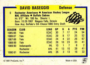 1991-92 ProCards AHL/IHL/CoHL #9 Dave Baseggio Back