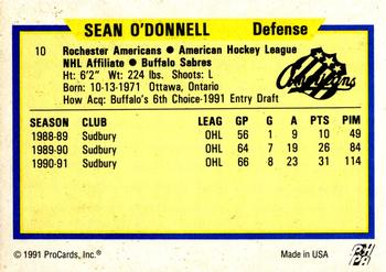 1991-92 ProCards AHL/IHL/CoHL #10 Sean O'Donnell Back