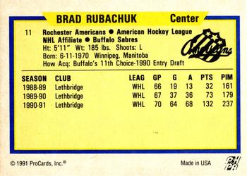 1991-92 ProCards AHL/IHL/CoHL #11 Brad Rubachuk Back