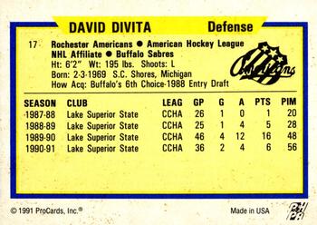 1991-92 ProCards AHL/IHL/CoHL #17 David DiVita Back