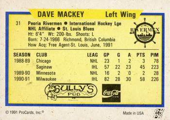 1991-92 ProCards AHL/IHL/CoHL #31 Dave Mackey Back