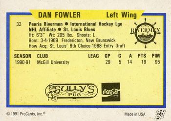 1991-92 ProCards AHL/IHL/CoHL #32 Dan Fowler Back