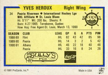 1991-92 ProCards AHL/IHL/CoHL #34 Yves Heroux Back