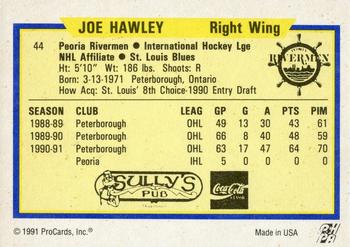 1991-92 ProCards AHL/IHL/CoHL #44 Joe Hawley Back
