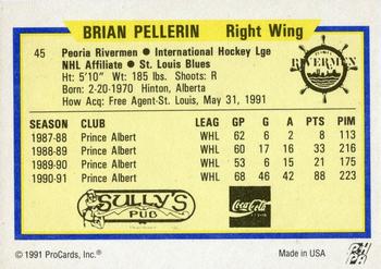 1991-92 ProCards AHL/IHL/CoHL #45 Brian Pellerin Back