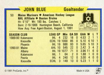 1991-92 ProCards AHL/IHL/CoHL #50 John Blue Back