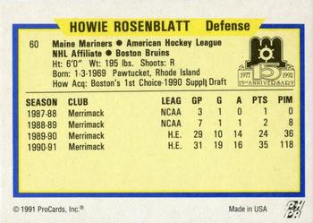 1991-92 ProCards AHL/IHL/CoHL #60 Howie Rosenblatt Back