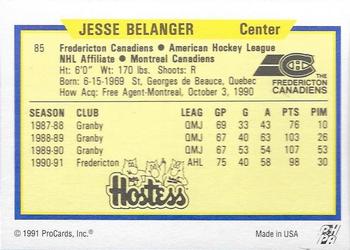 1991-92 ProCards AHL/IHL/CoHL #85 Jesse Belanger Back