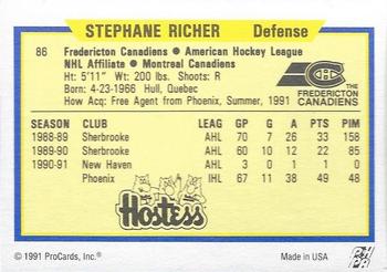 1991-92 ProCards AHL/IHL/CoHL #86 Stephane J.G. Richer Back