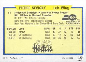 1991-92 ProCards AHL/IHL/CoHL #88 Pierre Sevigny Back