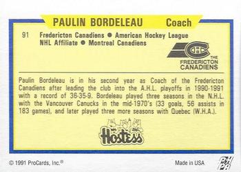 1991-92 ProCards AHL/IHL/CoHL #91 Paulin Bordeleau Back