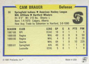 1991-92 ProCards AHL/IHL/CoHL #98 Cam Brauer Back