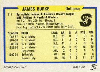 1991-92 ProCards AHL/IHL/CoHL #111 Jim Burke Back