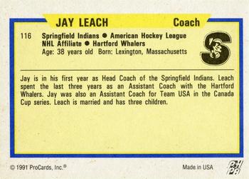 1991-92 ProCards AHL/IHL/CoHL #116 Jay Leach Back