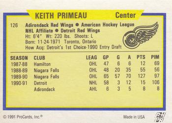1991-92 ProCards AHL/IHL/CoHL #126 Keith Primeau Back