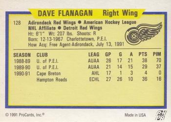 1991-92 ProCards AHL/IHL/CoHL #128 Dave Flanagan Back