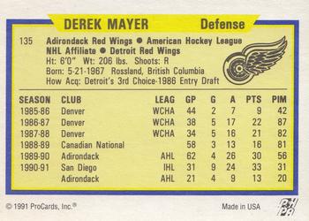 1991-92 ProCards AHL/IHL/CoHL #135 Derek Mayer Back