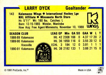 1991-92 ProCards AHL/IHL/CoHL #143 Larry Dyck Back