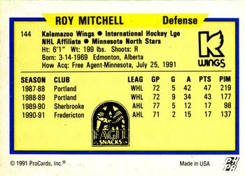 1991-92 ProCards AHL/IHL/CoHL #144 Roy Mitchell Back