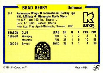 1991-92 ProCards AHL/IHL/CoHL #147 Brad Berry Back