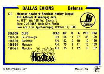 1991-92 ProCards AHL/IHL/CoHL #170 Dallas Eakins Back